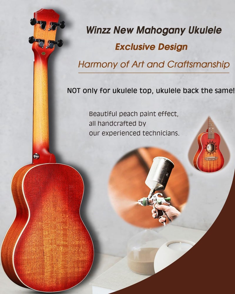 Winzz Soprano Ukulele for Kids and Adults Beginner, 21 Inch Mahogany Ukelele Starter Kit with Chord Chart and Capo, Unique Design Gifts - Image 4